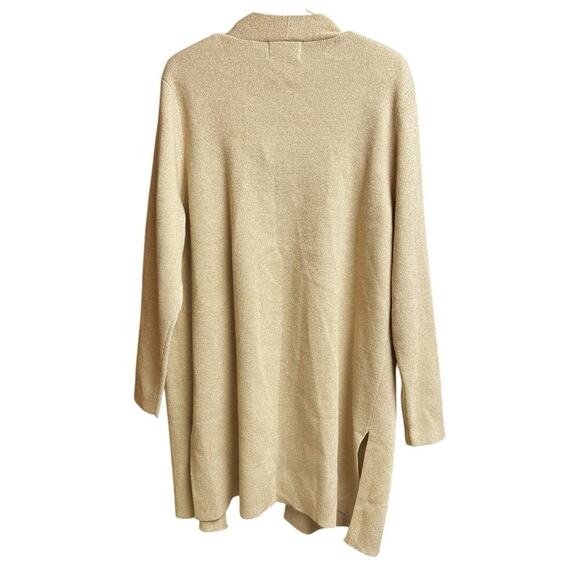 Susan Graver Style Metallic Gold Open Front Cardigan X-Large - Picture 7 of 7